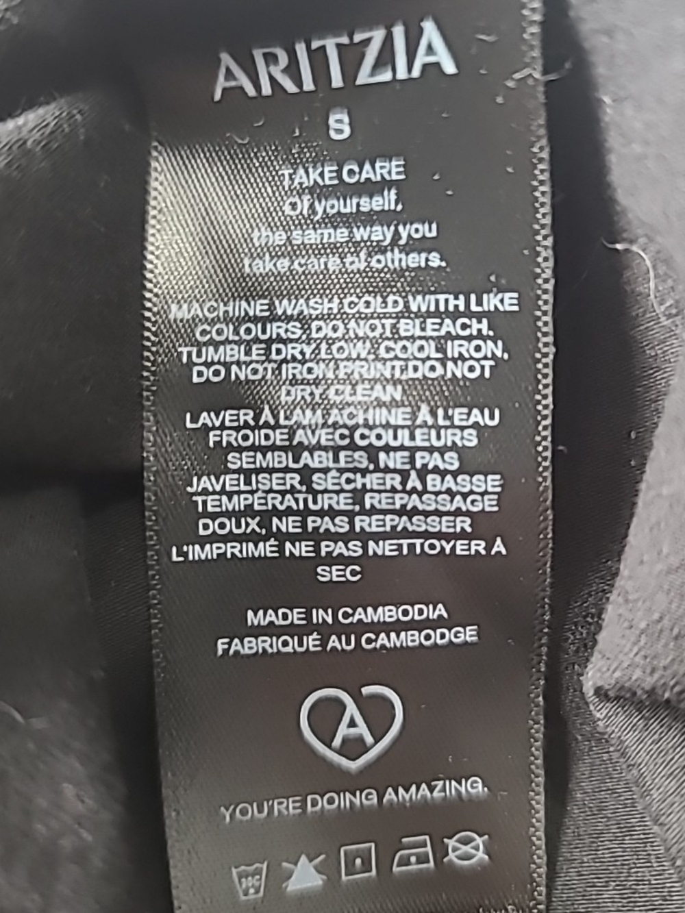 Aritzia Heart Motif Thank You Leggings Black Size Small Activewear - Picture 6 of 8